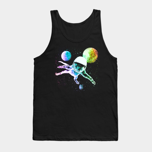 Astronaut Kitty Cat in Space Tank Top by robotface